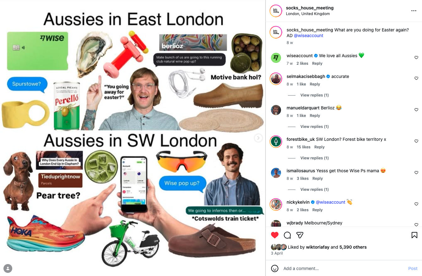 Aussies in London Wise campaign result and Instagram response